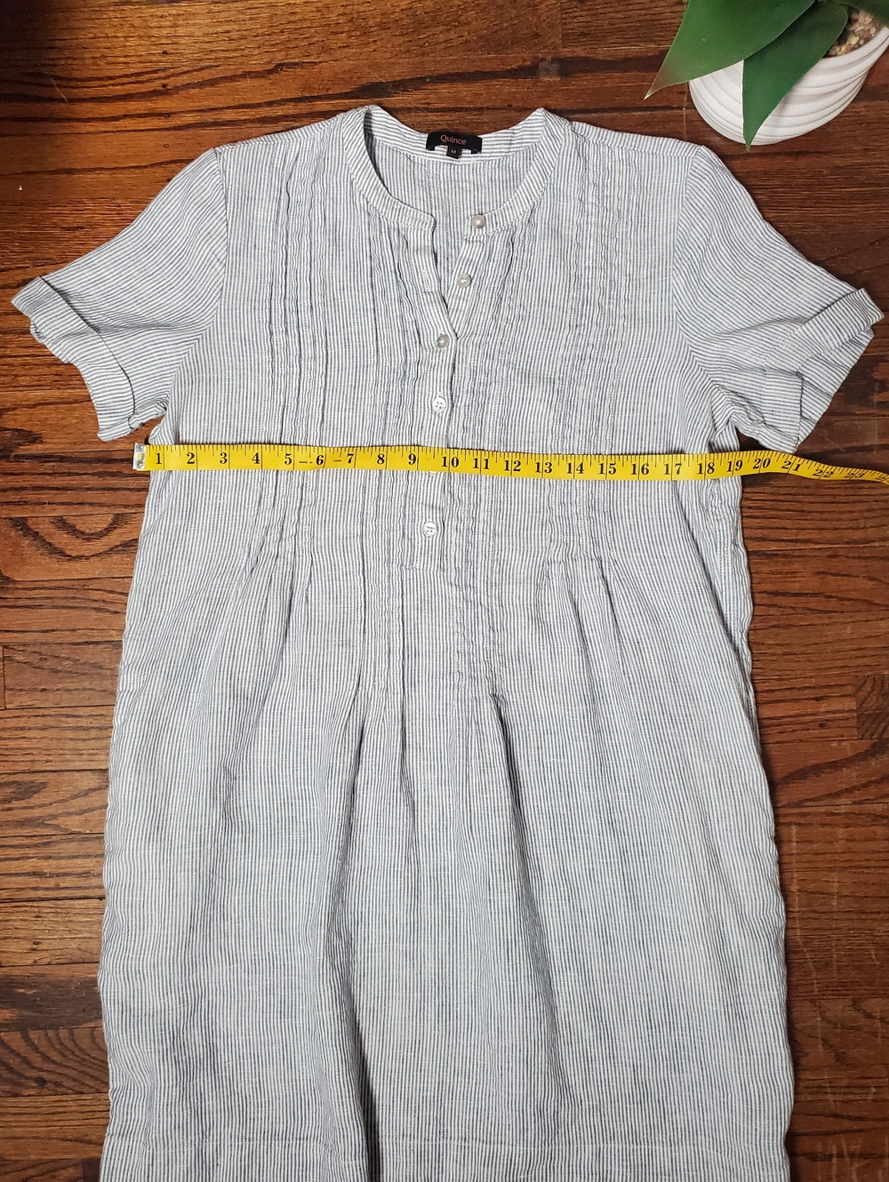 Quince Pale Blue Pintuck Linen Mini Dress - Picture 12 of 14